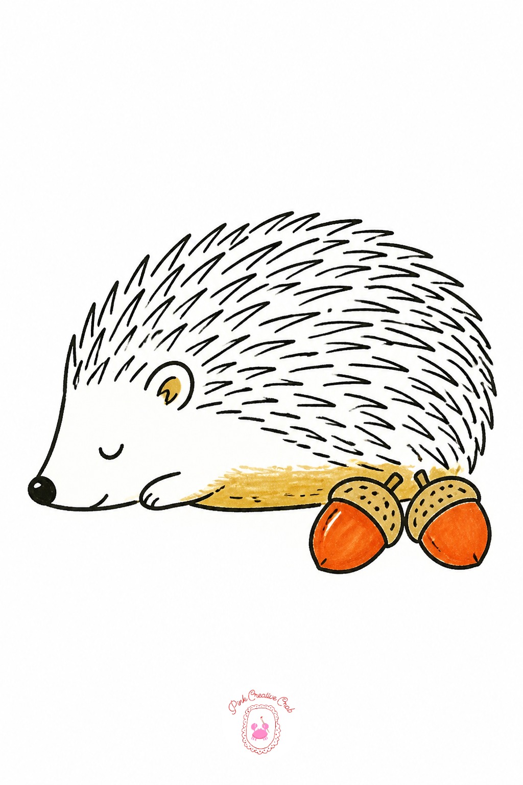 Sleepy Hedgehog — The usual mistake with a hedgehog is drawing the spines pointing straight up like a crown, which flattens the whole body. Thanksgiving doodles