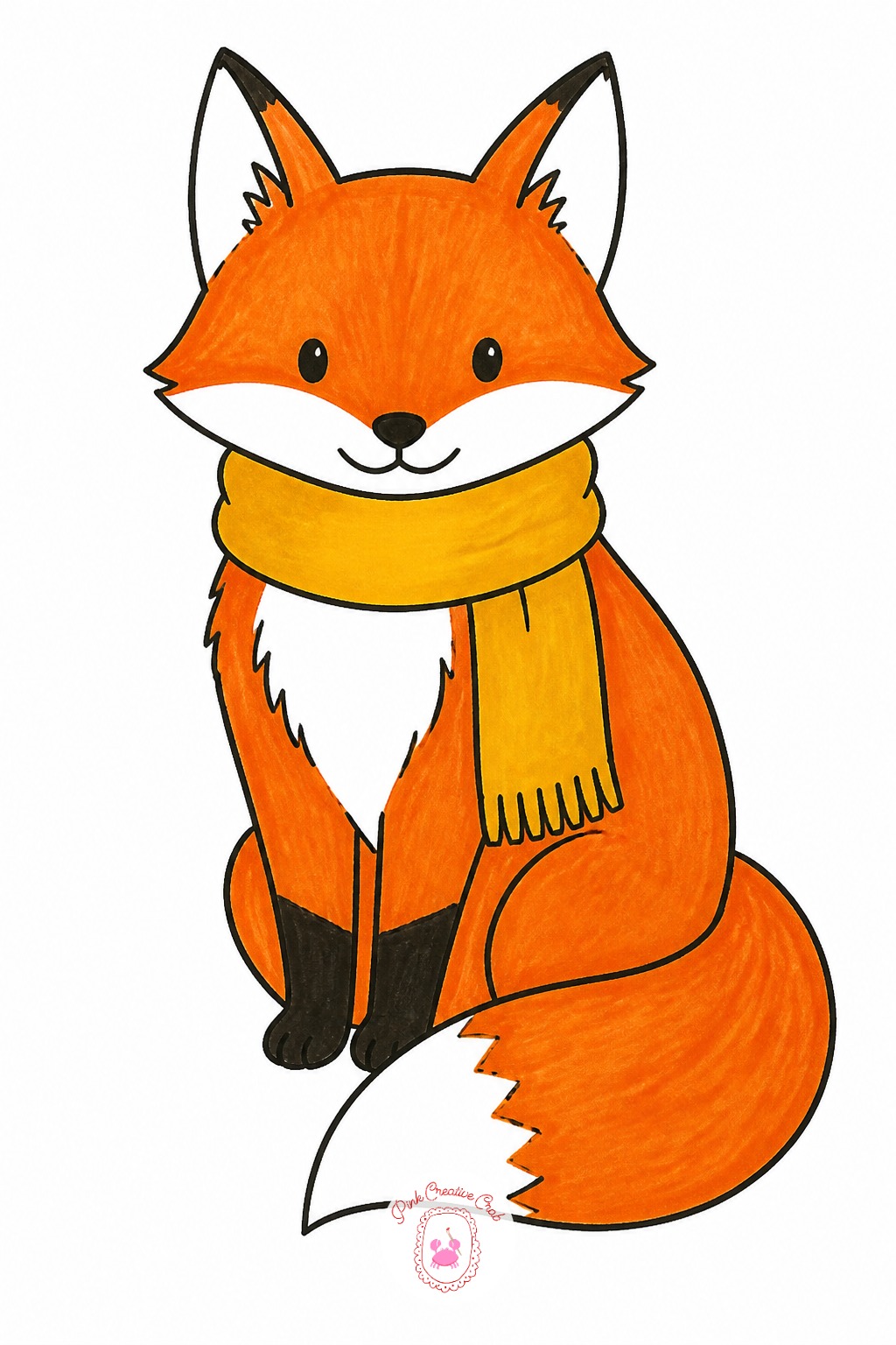 Fox In A Scarf — Keep the fox's head at roughly a third of its total body length, any bigger and it reads as a puppy instead of a fox. Thanksgiving doodles