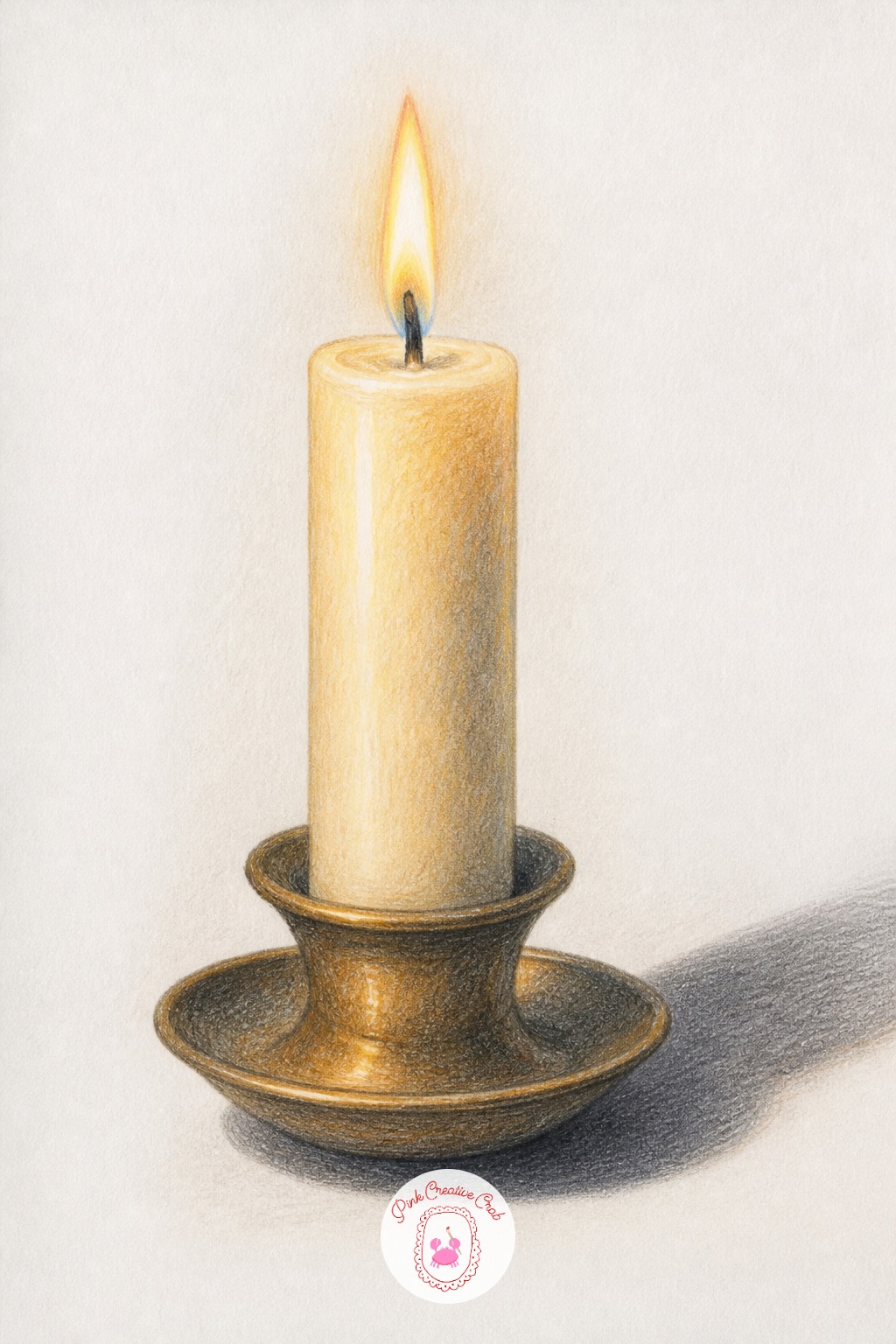 Single Candle In A Holder — Compare the candle's height to its own width before drawing a single line: most household candles stand about four to five times