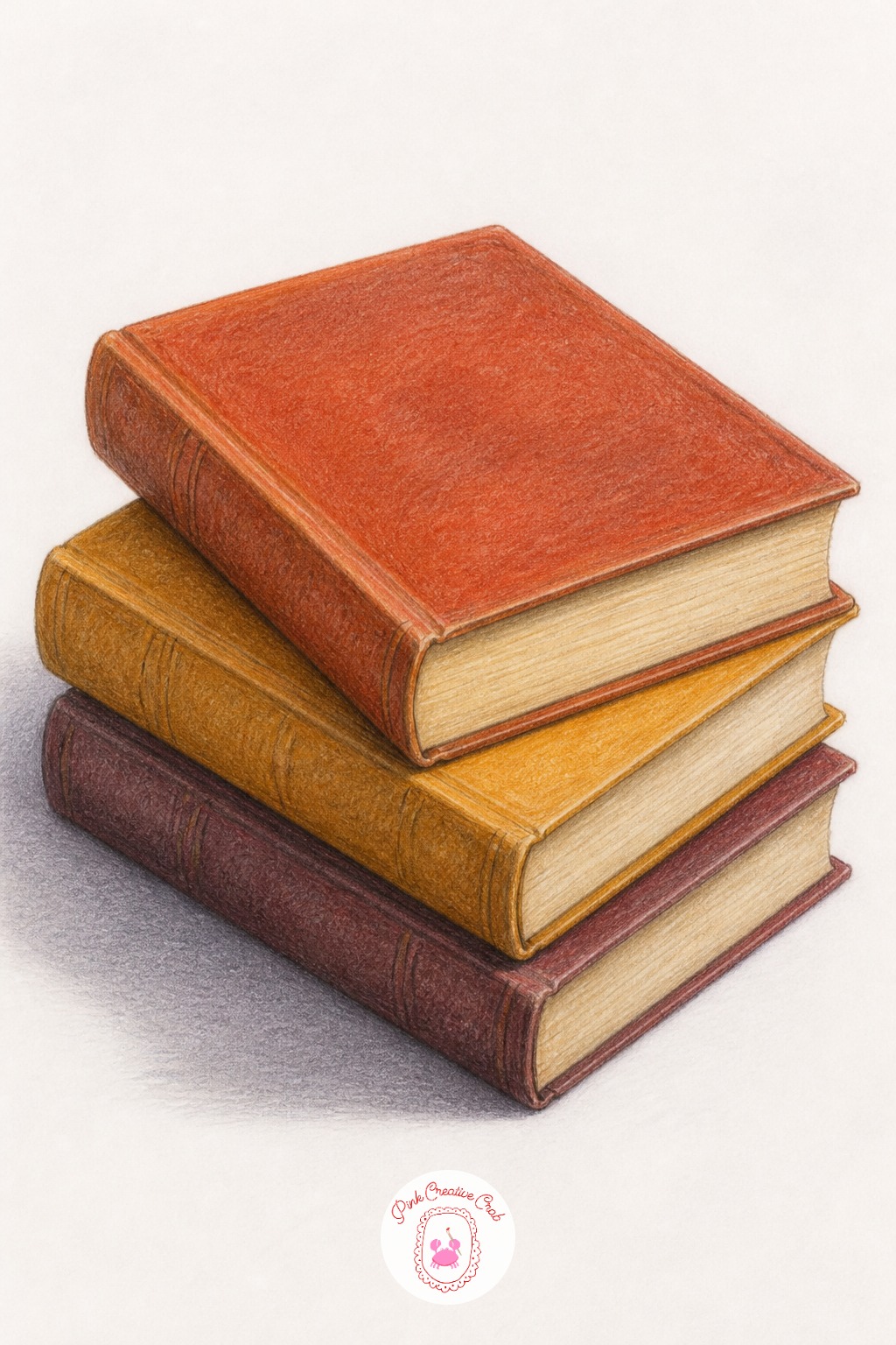 Stack Of Three Books — Reach for a harder pencil core for the book edges and spines, since those straight lines need to stay crisp through several shading