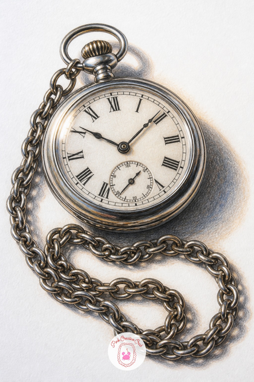 Pocket Watch On A Chain — Next time, drape the chain in loose loops instead of letting it hang straight down, which adds a second curved shape to balance the