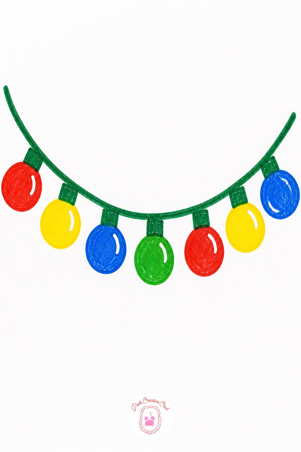 String Of Christmas Lights — Run one gently curving line from one side of the page to the other first, dipping down between each bulb like a real string does