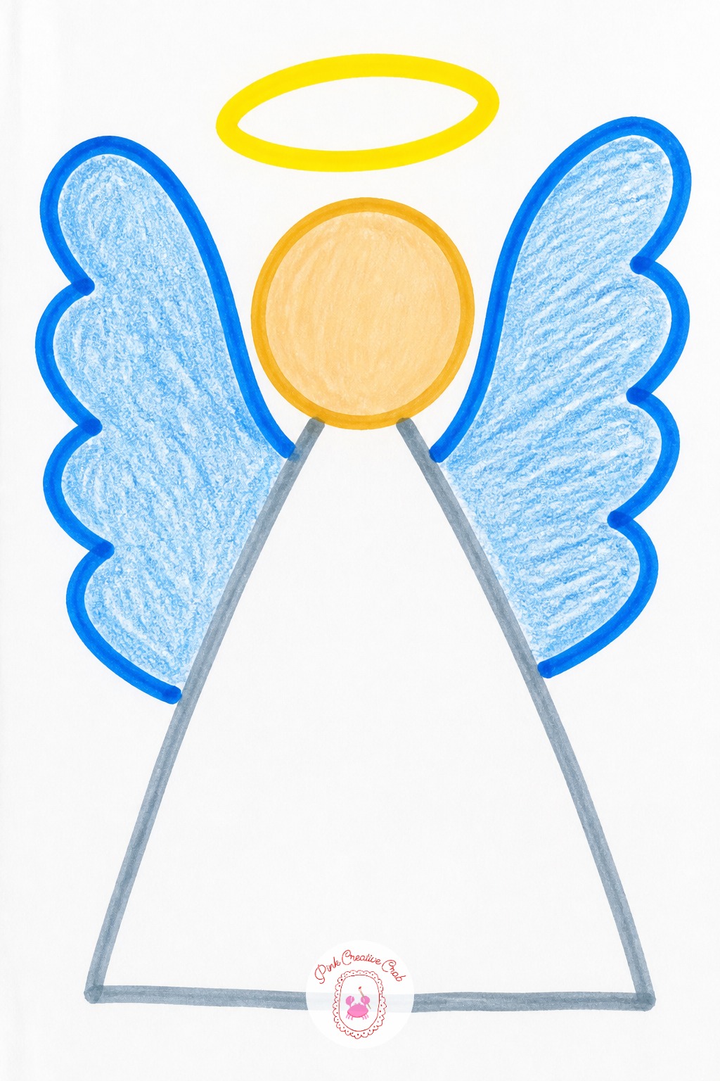 Simple Angel Shape — Build the angel from one triangle for the dress and one circle for the head, with the circle sized so it would fit inside the top point of