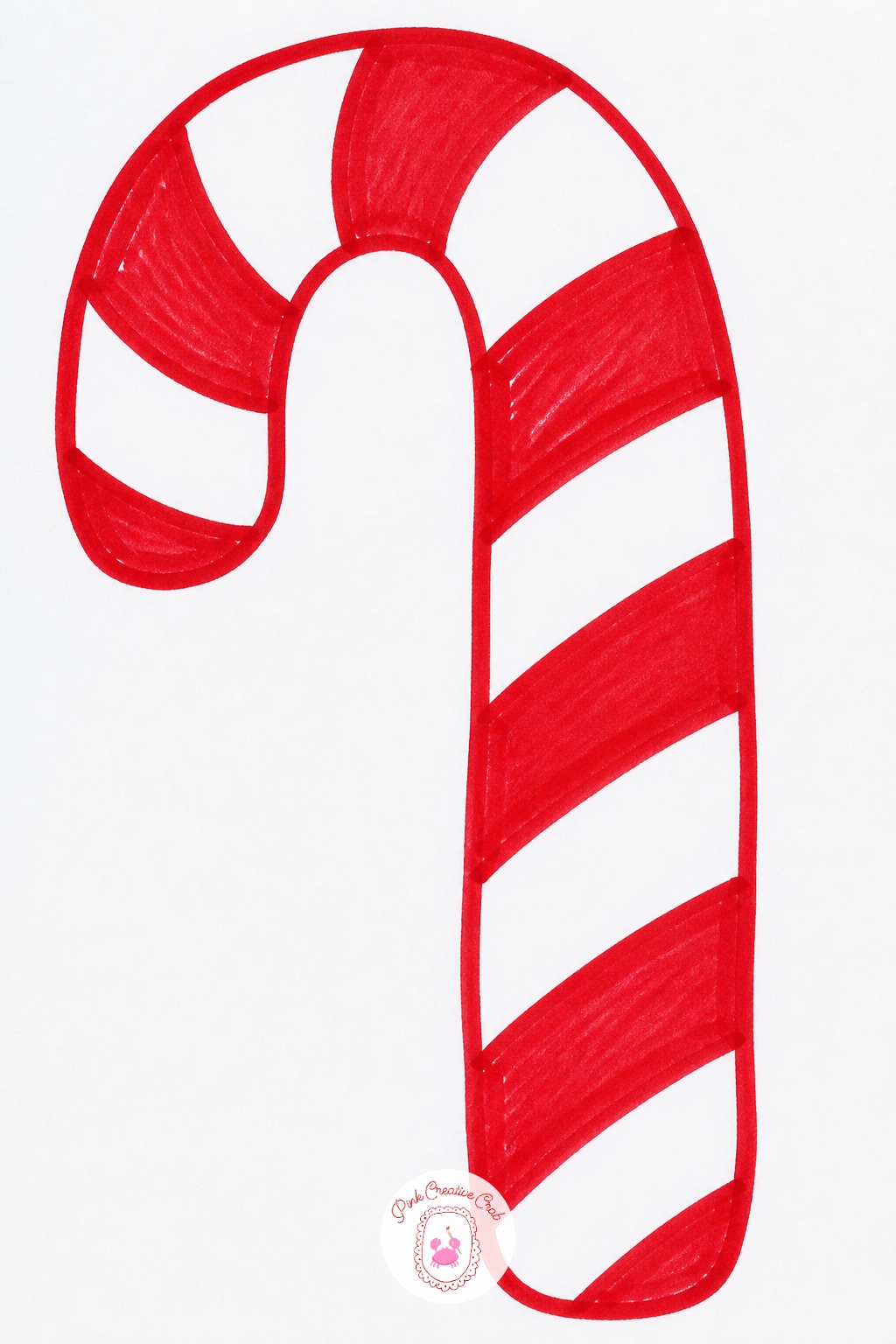 Striped Candy Cane — Picture the light coming from the upper left, the way it usually does when a child draws near a window. Christmas drawing easy