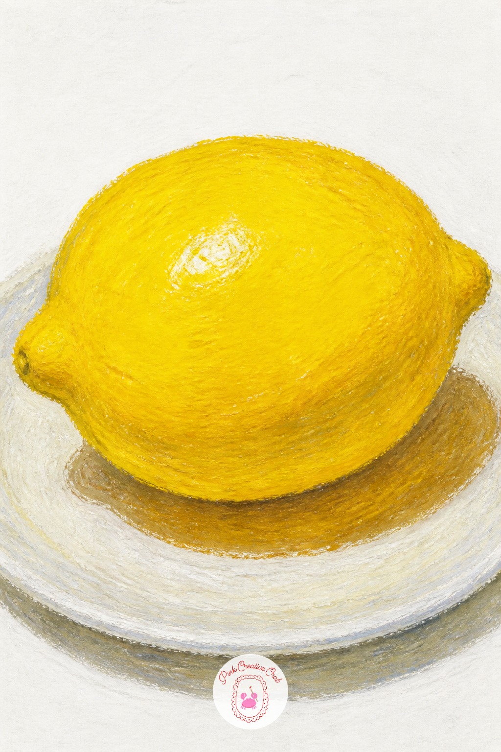 Single Lemon on a Plate — Reach for a chunky pastel in lemon yellow first, since thin ones make this food subject fussy. Oil pastel drawing ideas