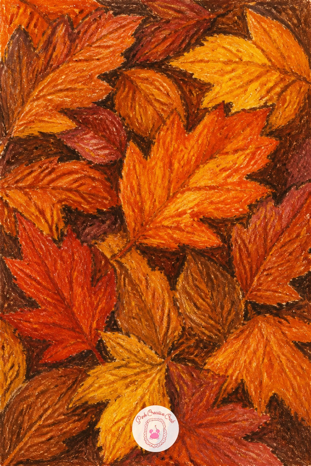 Autumn Leaf Pile — Ten minutes gets a loose pile down: scribble overlapping strokes of rust, gold, and deep brown in a rough mound shape, blending only where