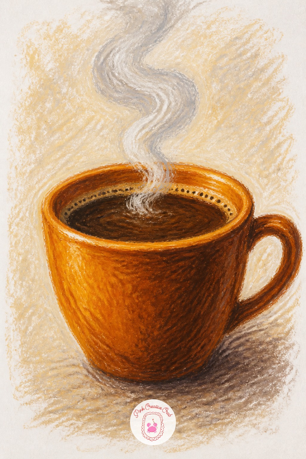 Cup of Coffee with Steam — Soft, well worn pastel sticks work better here than a fresh sharp one, since the steam rising off a cup needs a light dragging touch