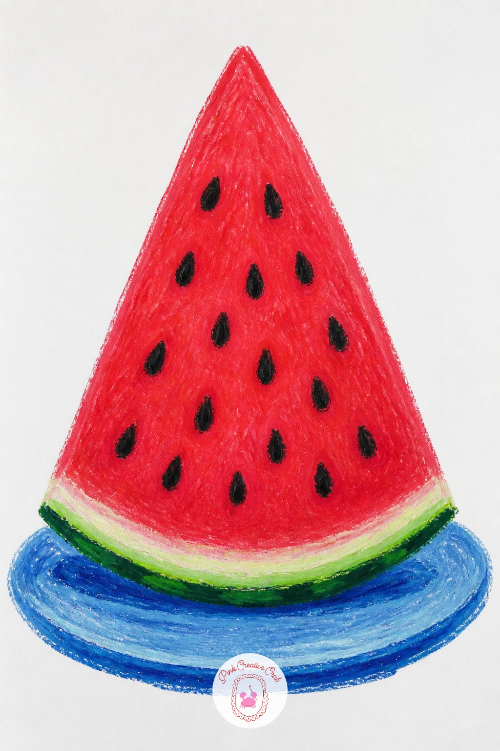 Watermelon Slice — Decide if the slice lies flat on a plate or stands upright, since a flat slice shows a full circle of rind while an upright wedge shows
