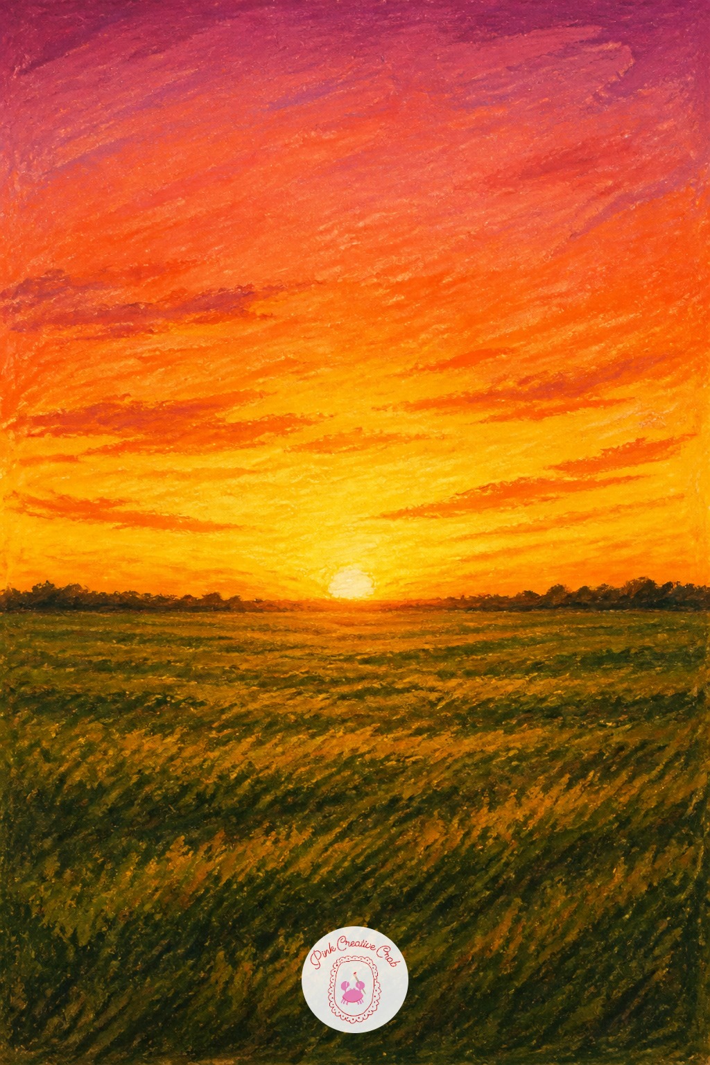 Sunset Over a Field — The usual mistake with a sunset is blending the whole sky into one flat band of orange, which flattens what should be a gradient. Oil