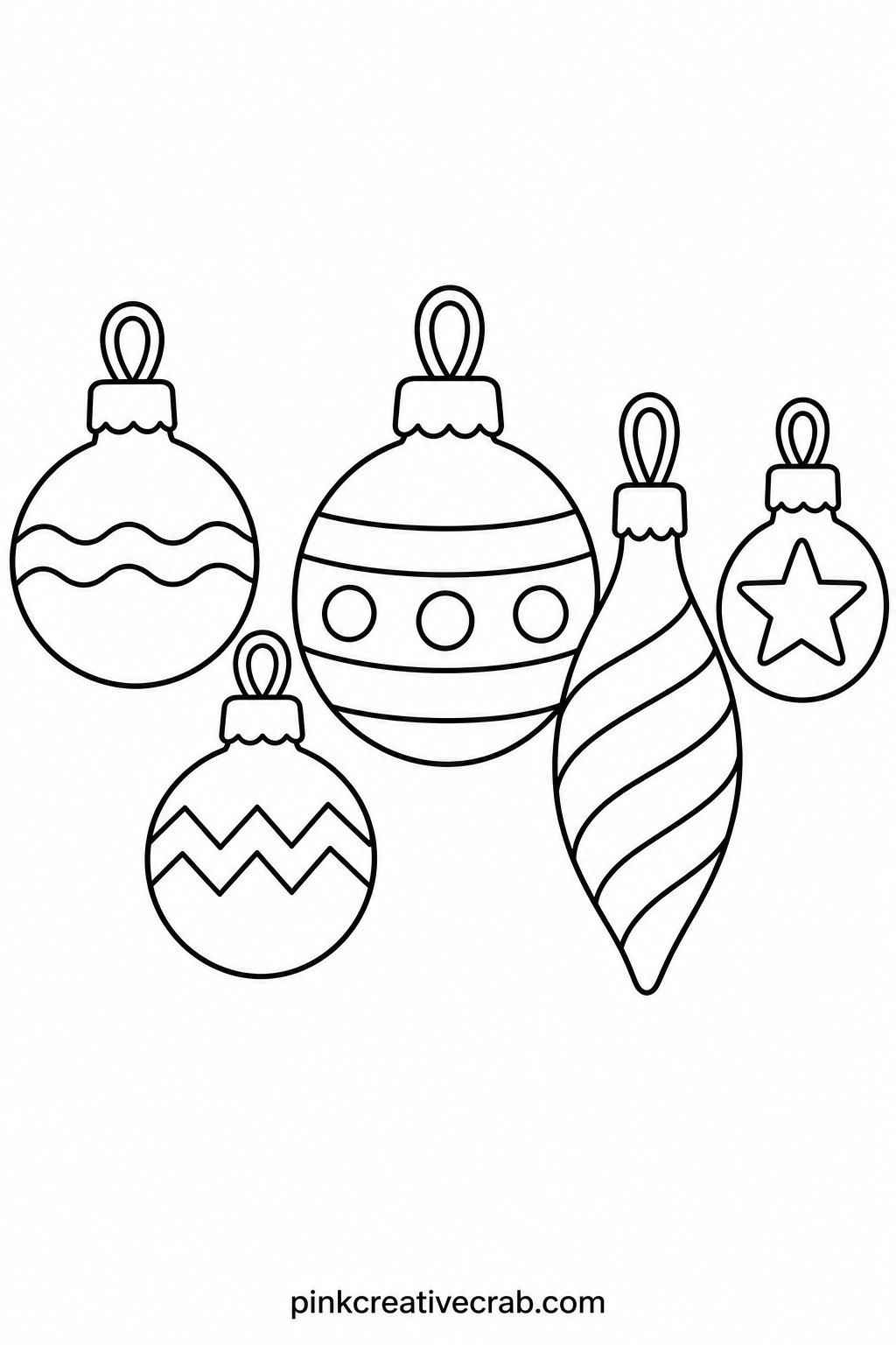 Mini Ornament Collection printable page — Gel pens in metallic gold or silver sit nicely on the small ornament outlines here, especially on the hanging loop at