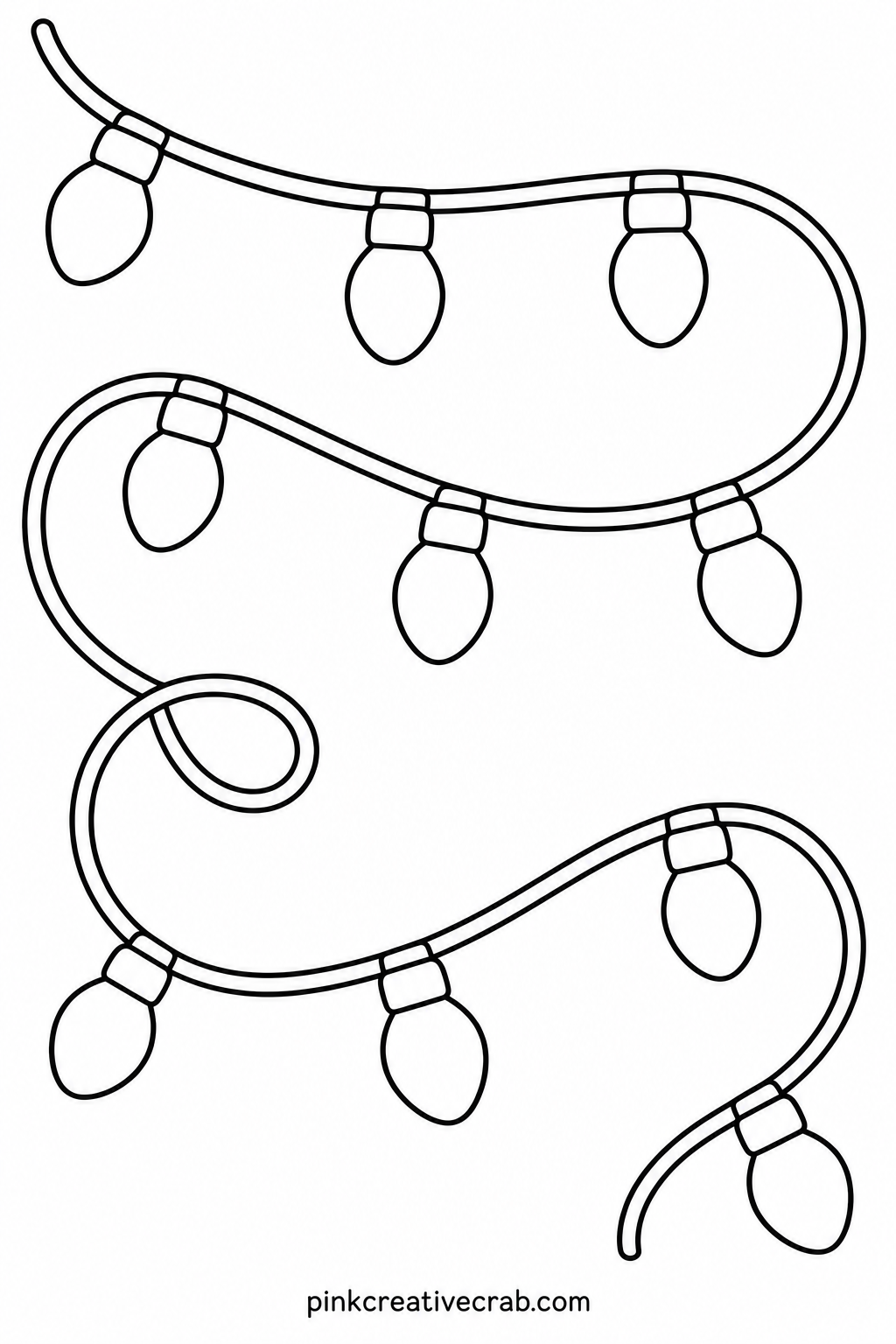 Fairy Light String printable page — Colouring every bulb on this string the same shade flattens the whole page, since the charm of fairy lights comes from the