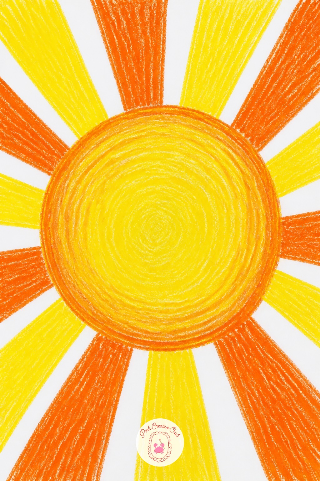 Rainbow Sun with Simple Rays — Reach for the fattest crayon in the box for this one, a jumbo yellow or orange works best because a child's early sun is one big