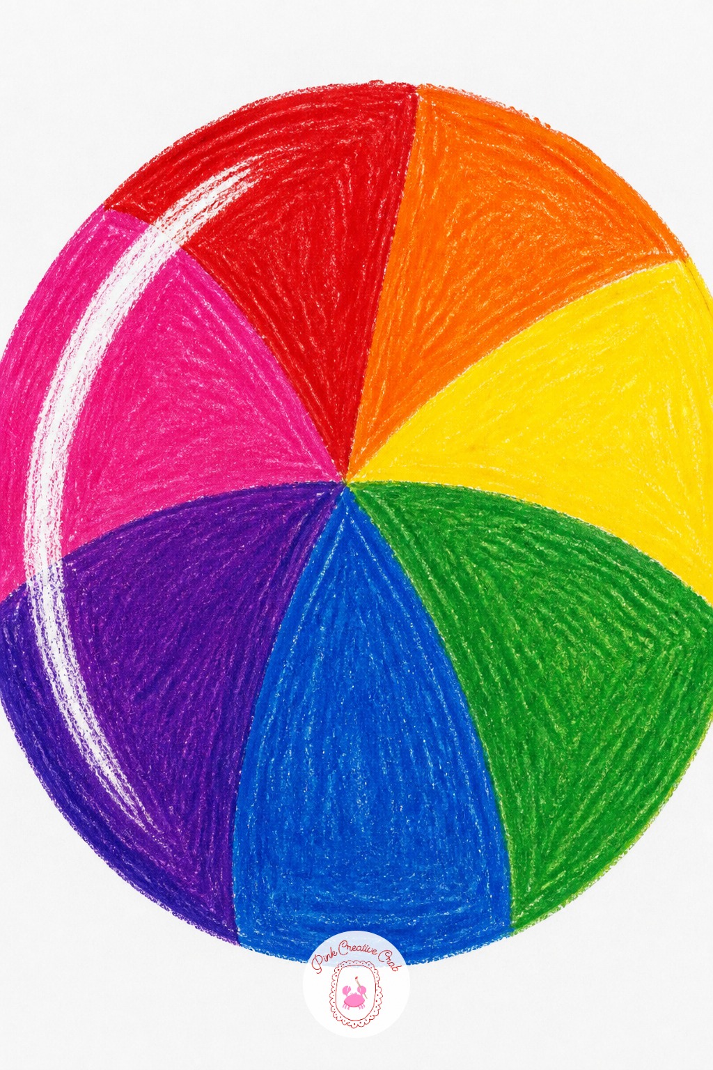Striped Beach Ball — Draw one big circle, then divide it with lines that all cross through the center point, like slicing a pie, and color each slice a