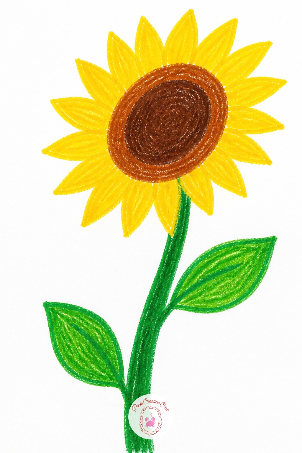Tall Sunflower Row — Make the flower head about as wide as two of the child's own fists, and the stem below it roughly three times that height, so the
