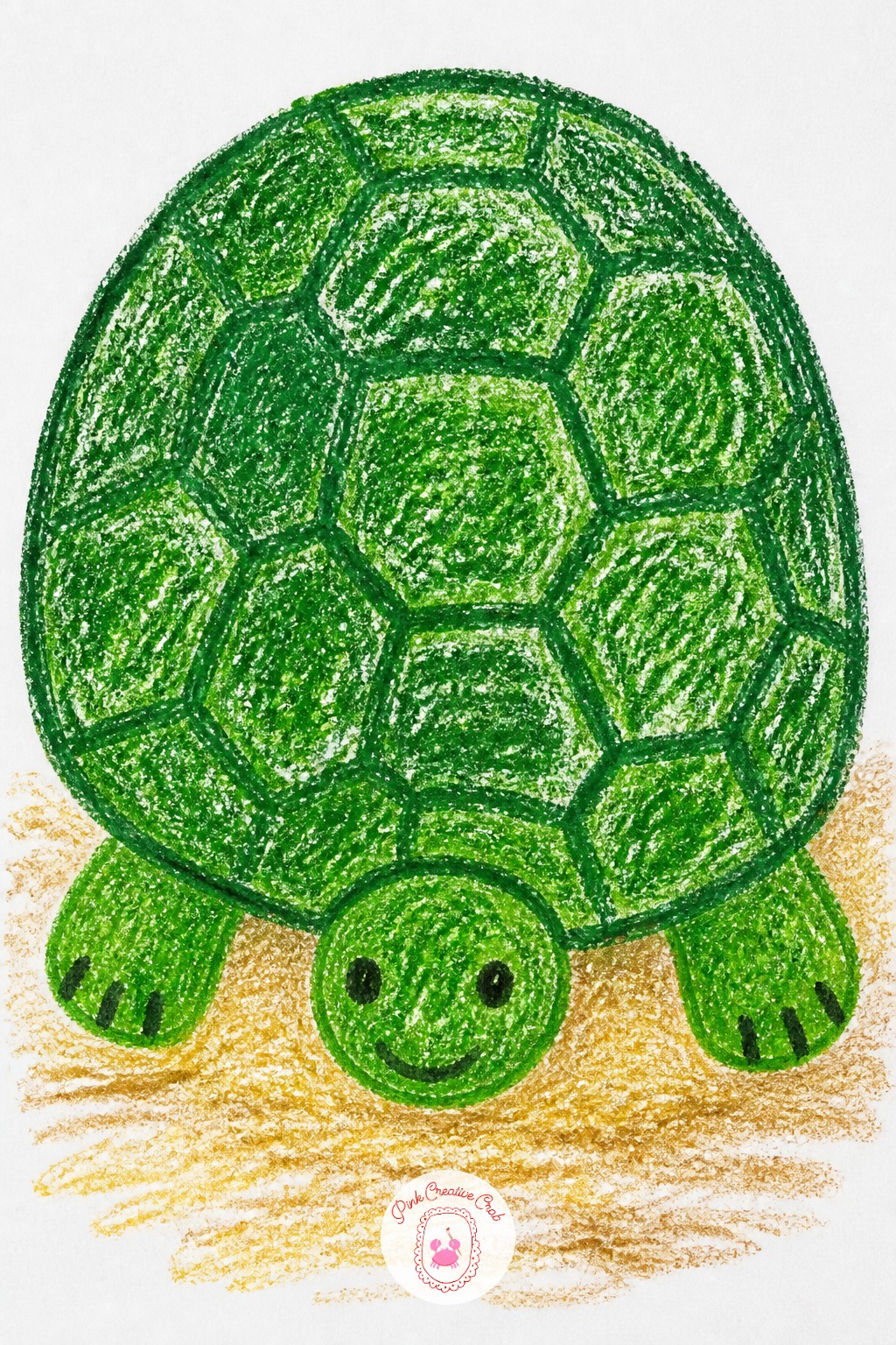 Textured Turtle Shell Rubbing — Slip a piece of coarse fabric, a scrap of corrugated cardboard, or a textured placemat under the paper where the turtle's shell