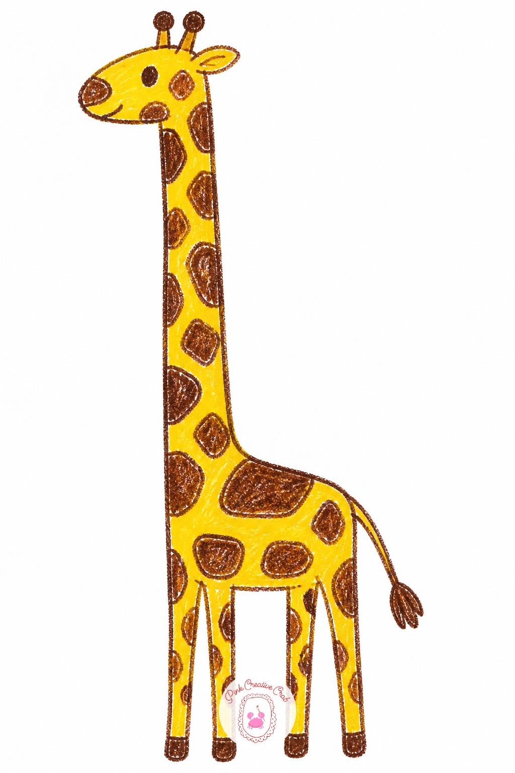 Tall Patchwork Giraffe — Measure before drawing: a giraffe's neck runs about as long as its whole body, head to tail, which feels surprisingly tall on a normal