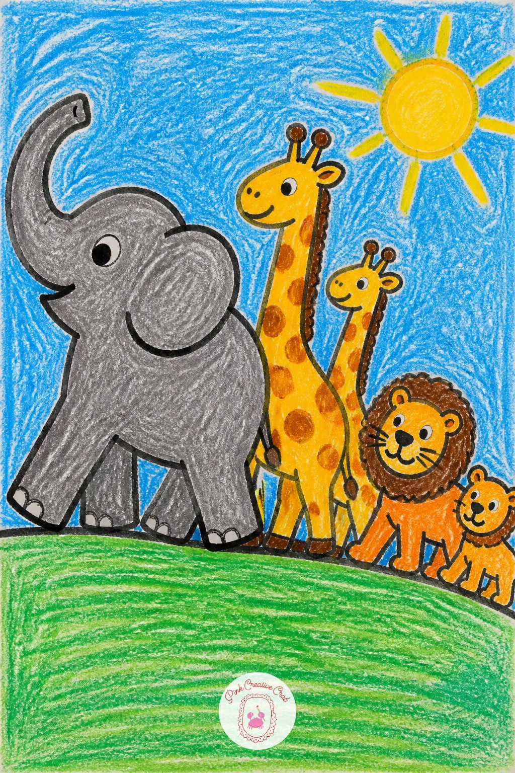 Zoo Animal Parade — Animals drawn too close in size and too evenly spaced is the usual trouble with a zoo parade, it ends up looking like a row of stickers