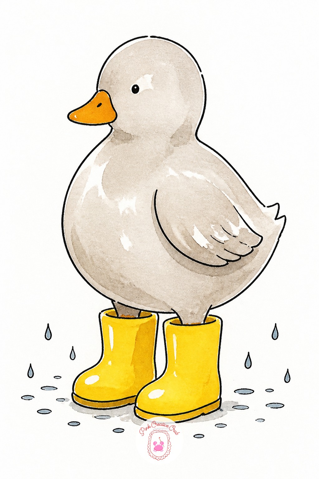 Duck In Rain Boots — Start the duck's body as an egg shape about one and a half times the width of its head, that ratio keeps the bird round rather than