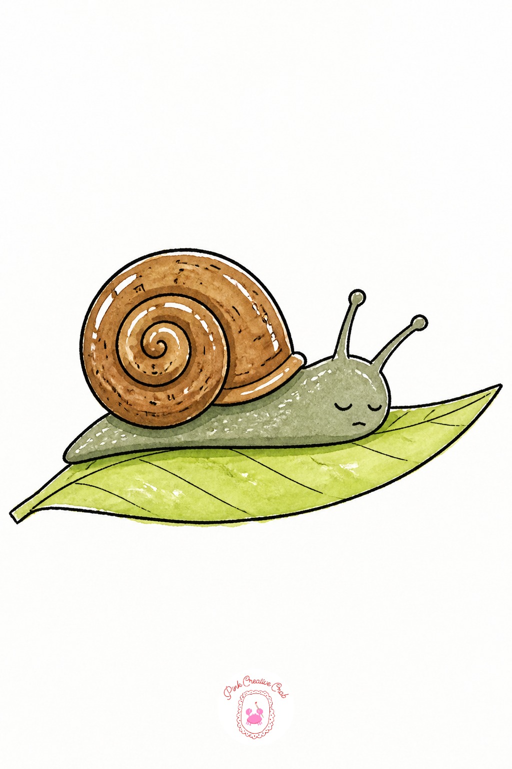 Sleepy Snail On A Leaf — Keep the shell about the same width as the snail's body is long, that one-to-one ratio stops the shell from overwhelming the rest of