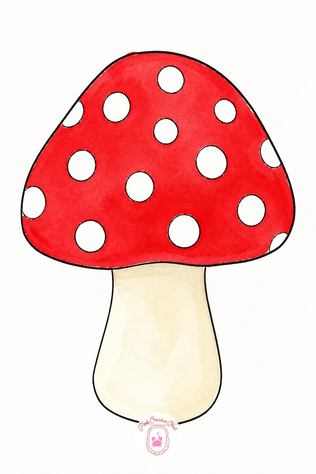 Mushroom With Dots — Decide whether the light comes from above or to one side before shading the cap, a top light keeps the dots evenly lit while a side light