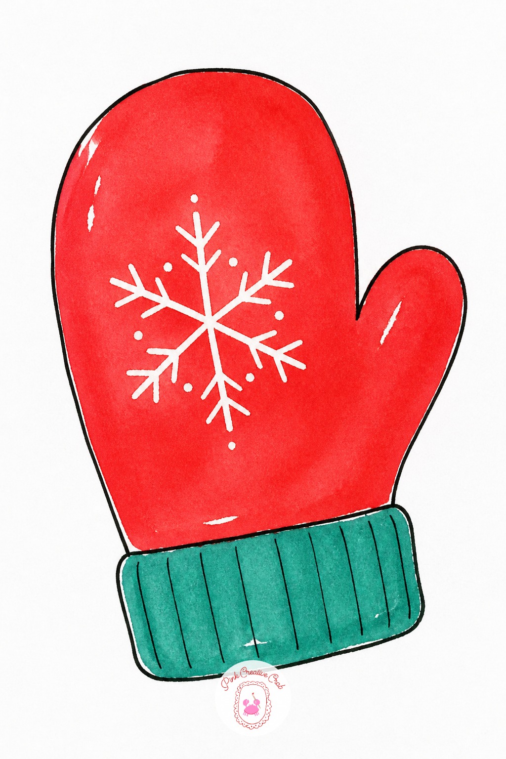 Mitten With Snowflake — Once a single red mitten with a pen snowflake works, change the pattern next time, stripes instead of a snowflake, or a simple heart