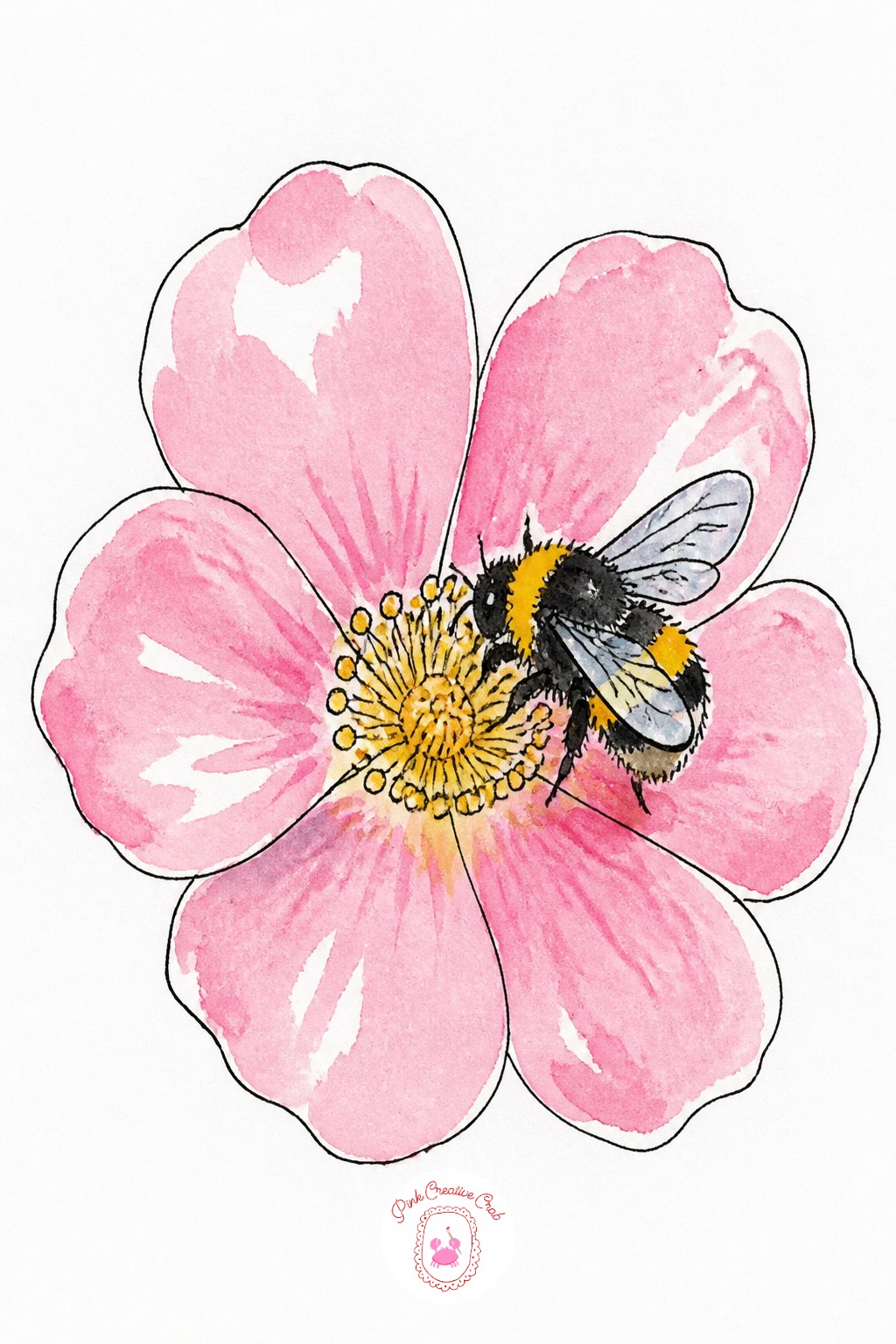 Bumblebee On A Flower — Make the bee roughly one third the size of the flower it sits on, any bigger and the whole doodle reads as a bee with a flower attached