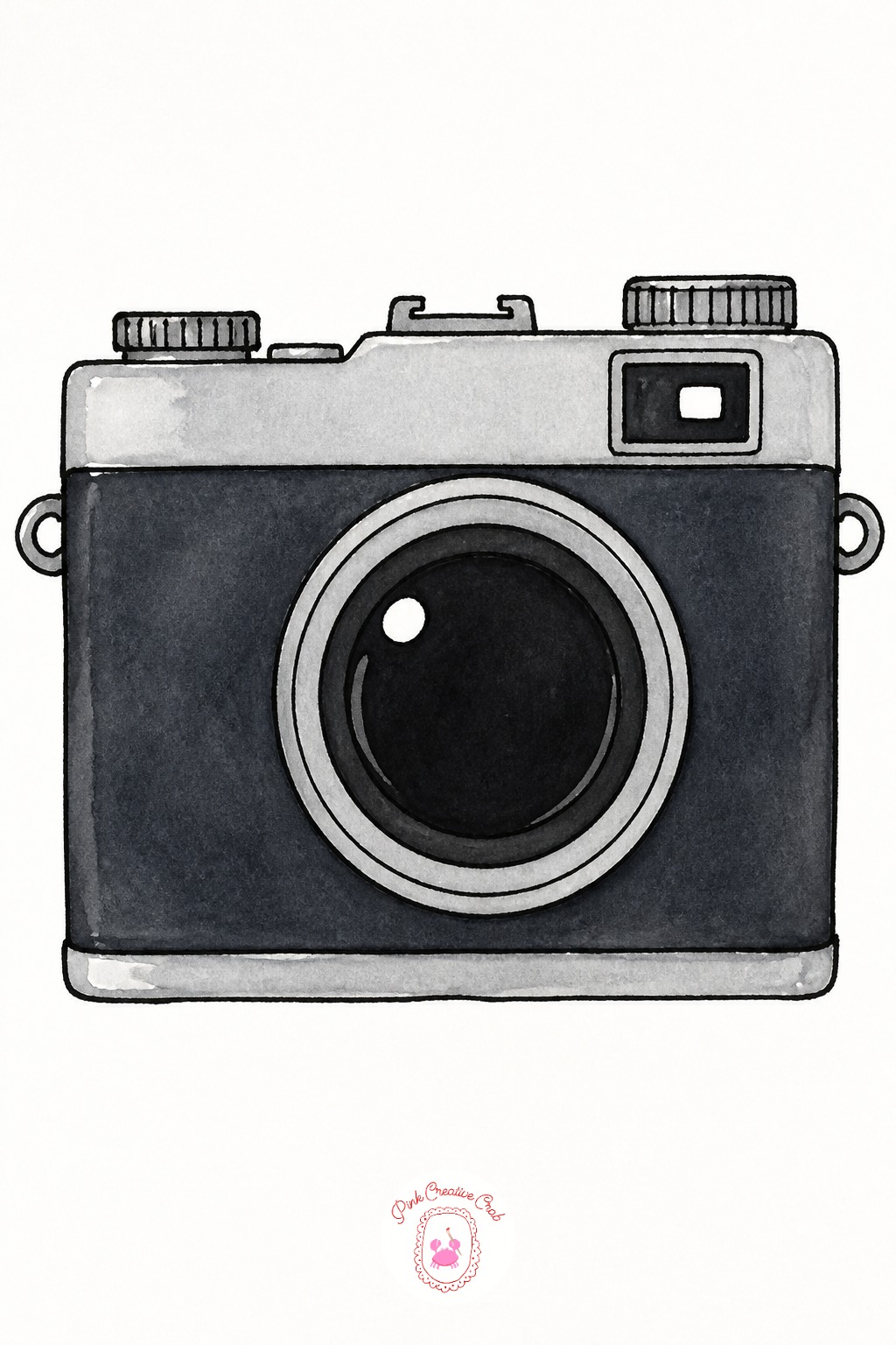 Vintage Camera — Use a slightly heavier pen, 0.4, for the camera's straight edges and dials rather than the finer liner used on softer, rounder doodles, since