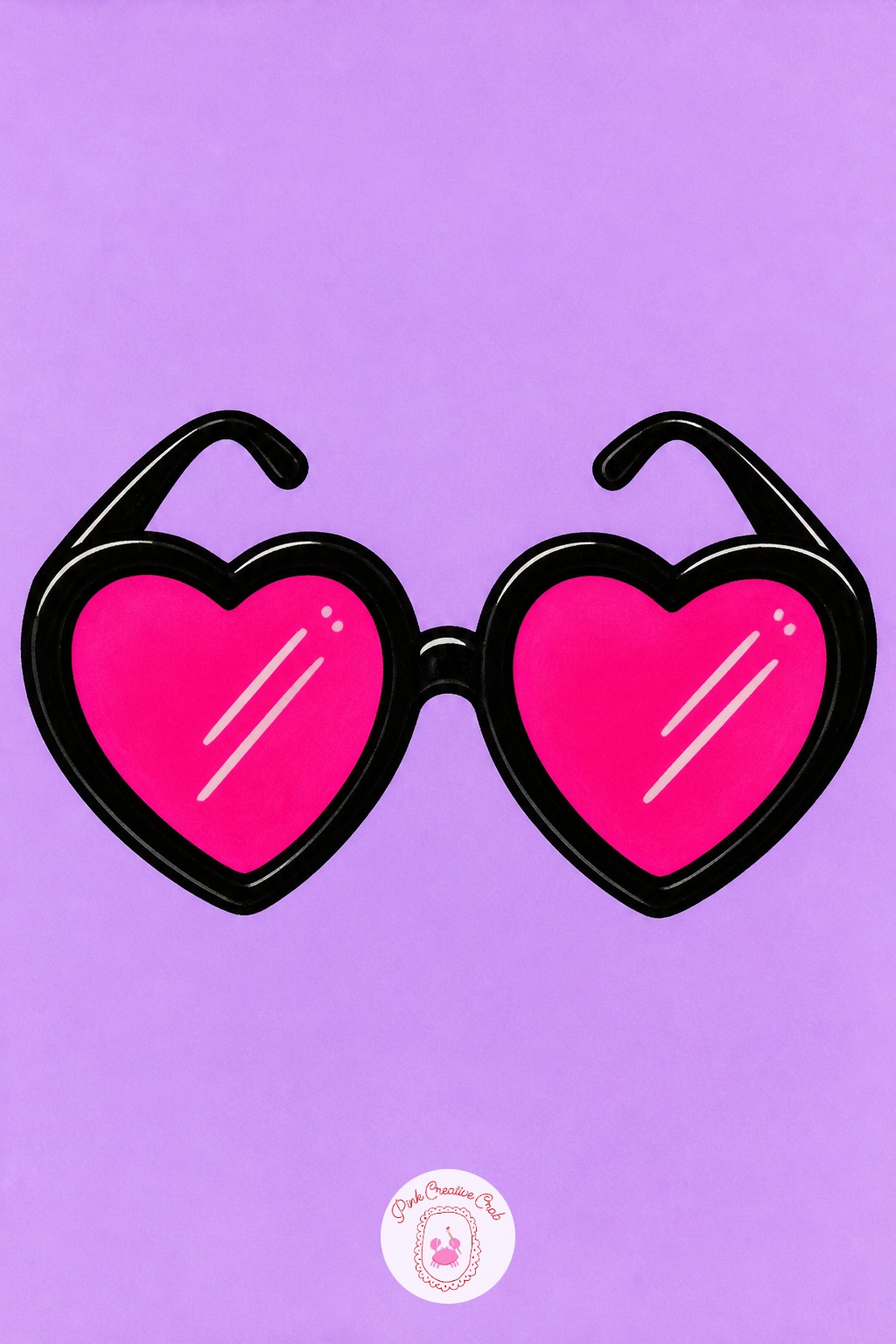 Pair Of Heart Sunglasses — Lay the two heart-shaped lenses first, filling each with one even pass of hot pink or magenta marker before anything else touches
