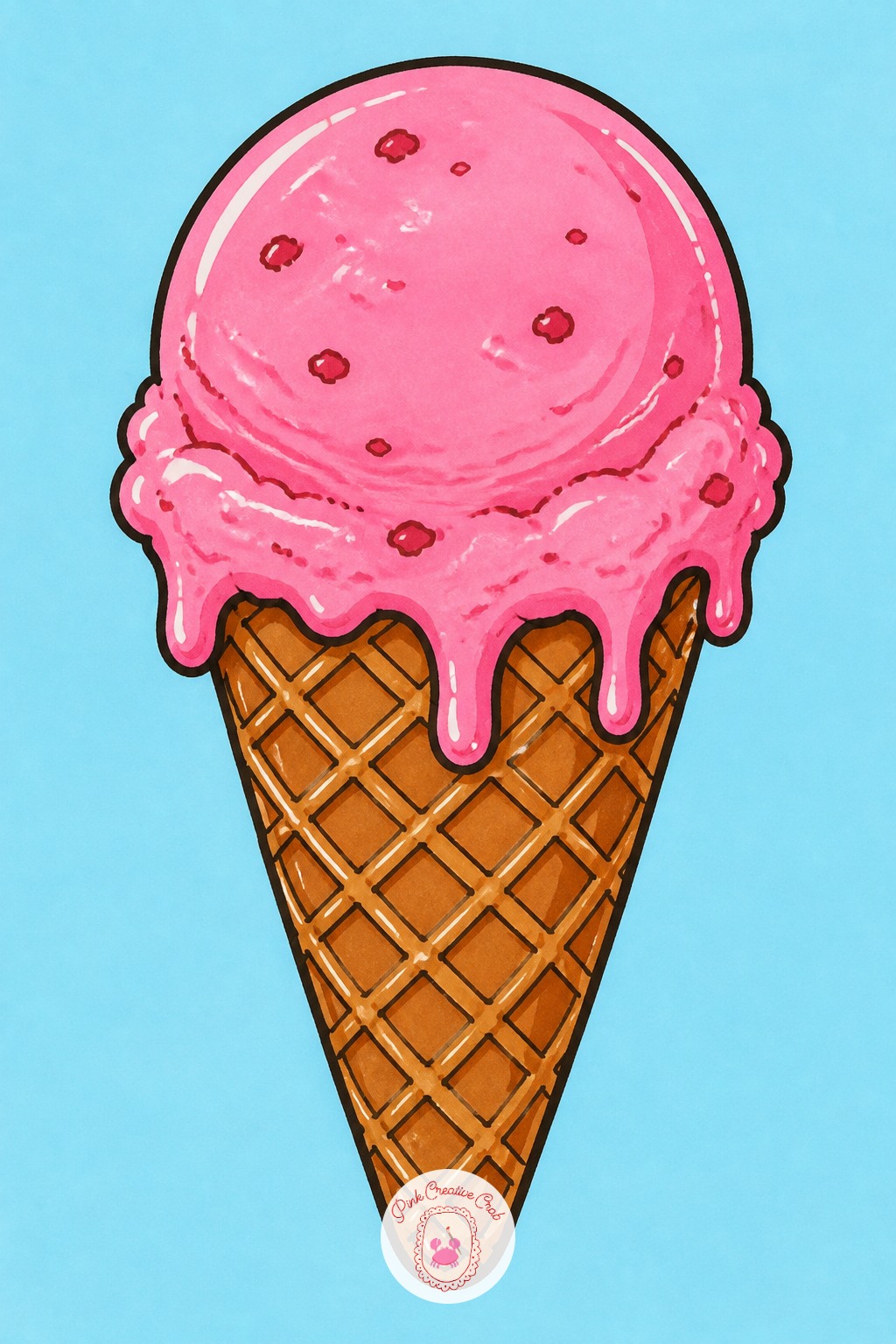 Scoop Of Ice Cream — Measure the scoop before you pick up a marker: it should sit about as tall as the cone is long, otherwise the dessert looks top heavy or