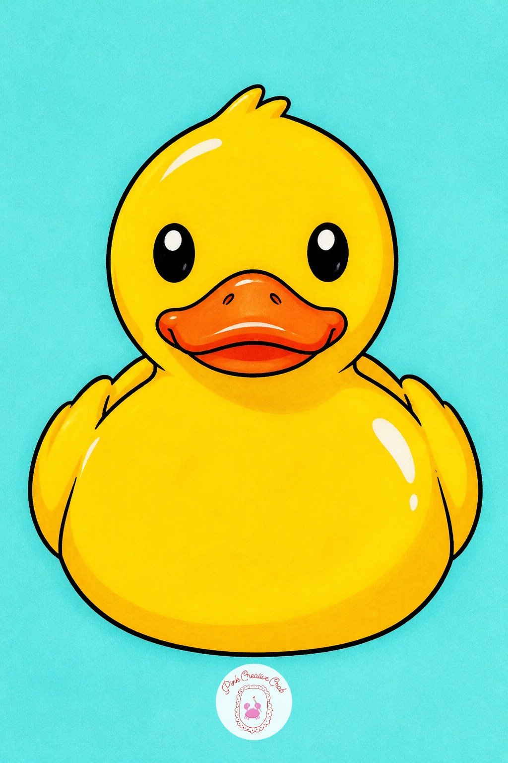 Yellow Rubber Duck — Decide where the light sits before the first marker touches the duck, because a rubber duck is really just one glossy sphere balanced on a
