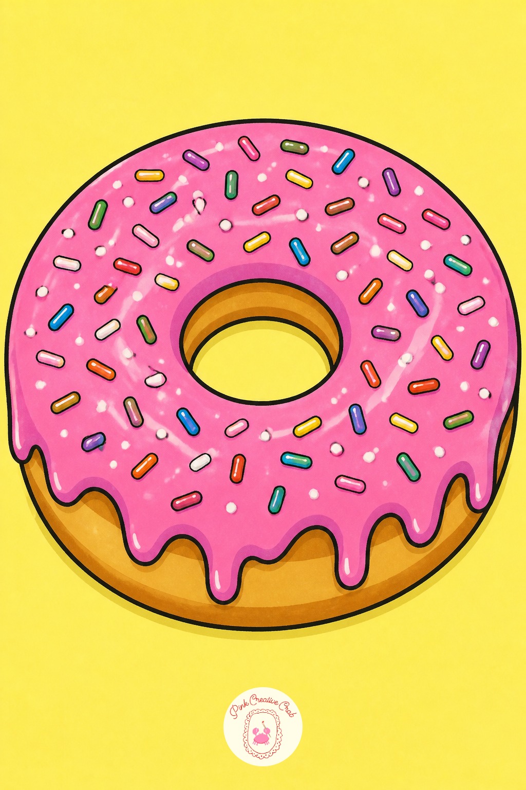 Sprinkled Donut — Lining sprinkles up in neat rows is the fastest way to flatten a donut drawing, because real sprinkles scatter and overlap at random angles.