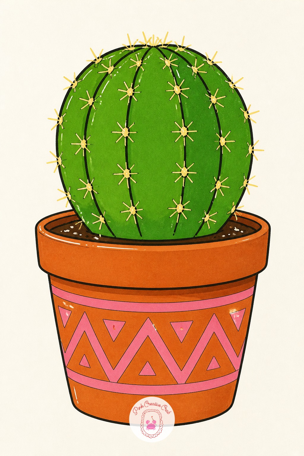 Potted Cactus — Once one round cactus in a plain terracotta pot feels easy, change a single variable rather than redrawing the whole thing from scratch. Marker