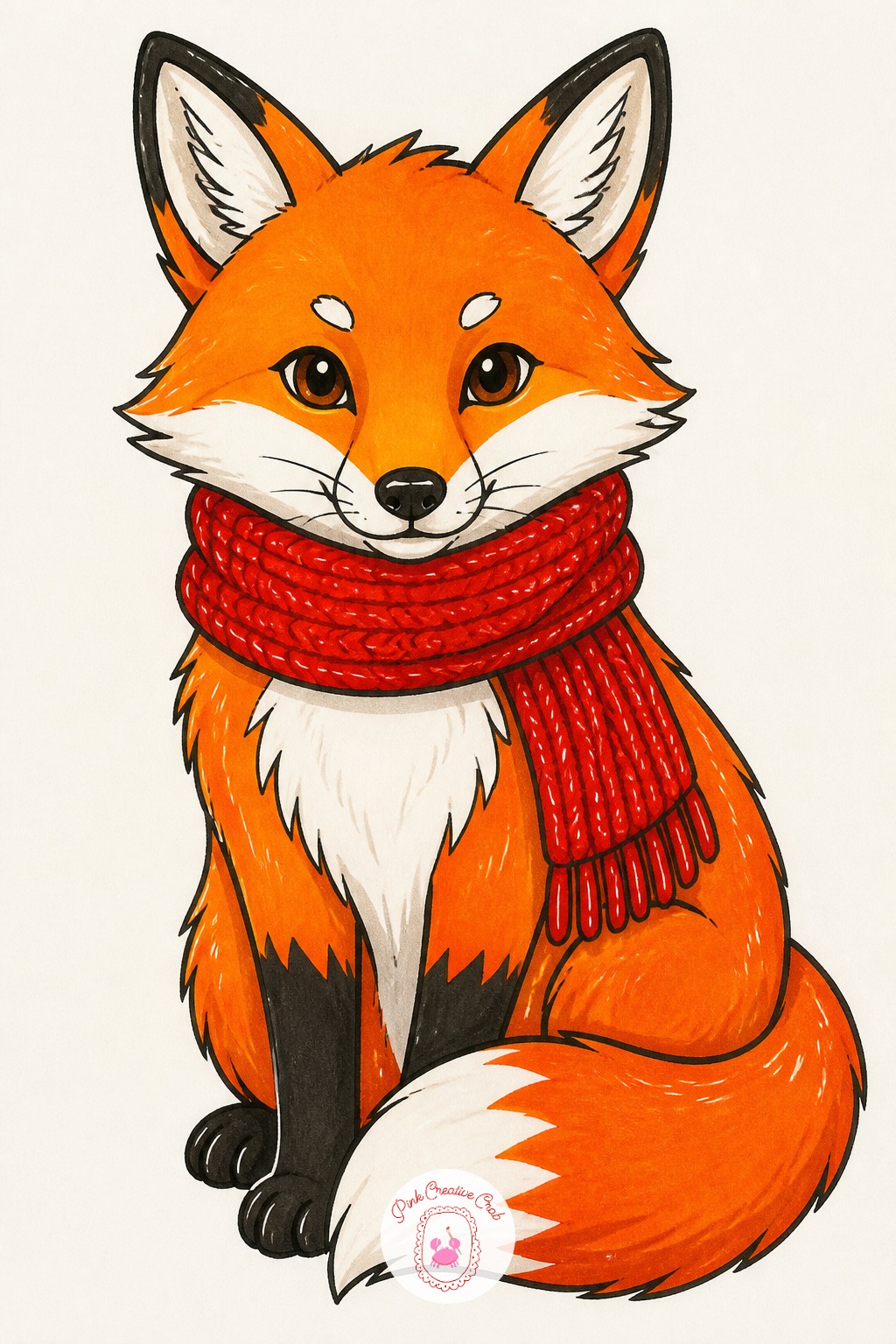Fox In A Knit Scarf — Measure the fox's head against its body before any color goes down: a stylized sitting fox usually reads best at roughly one head height