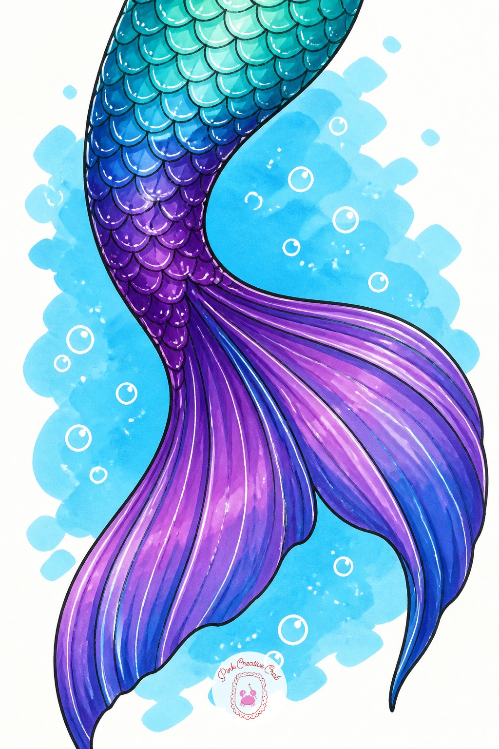 Mermaid Tail Close Up — Scales drawn as identical rows of the same small circle are the most common mistake on a mermaid tail, and they flatten what should be