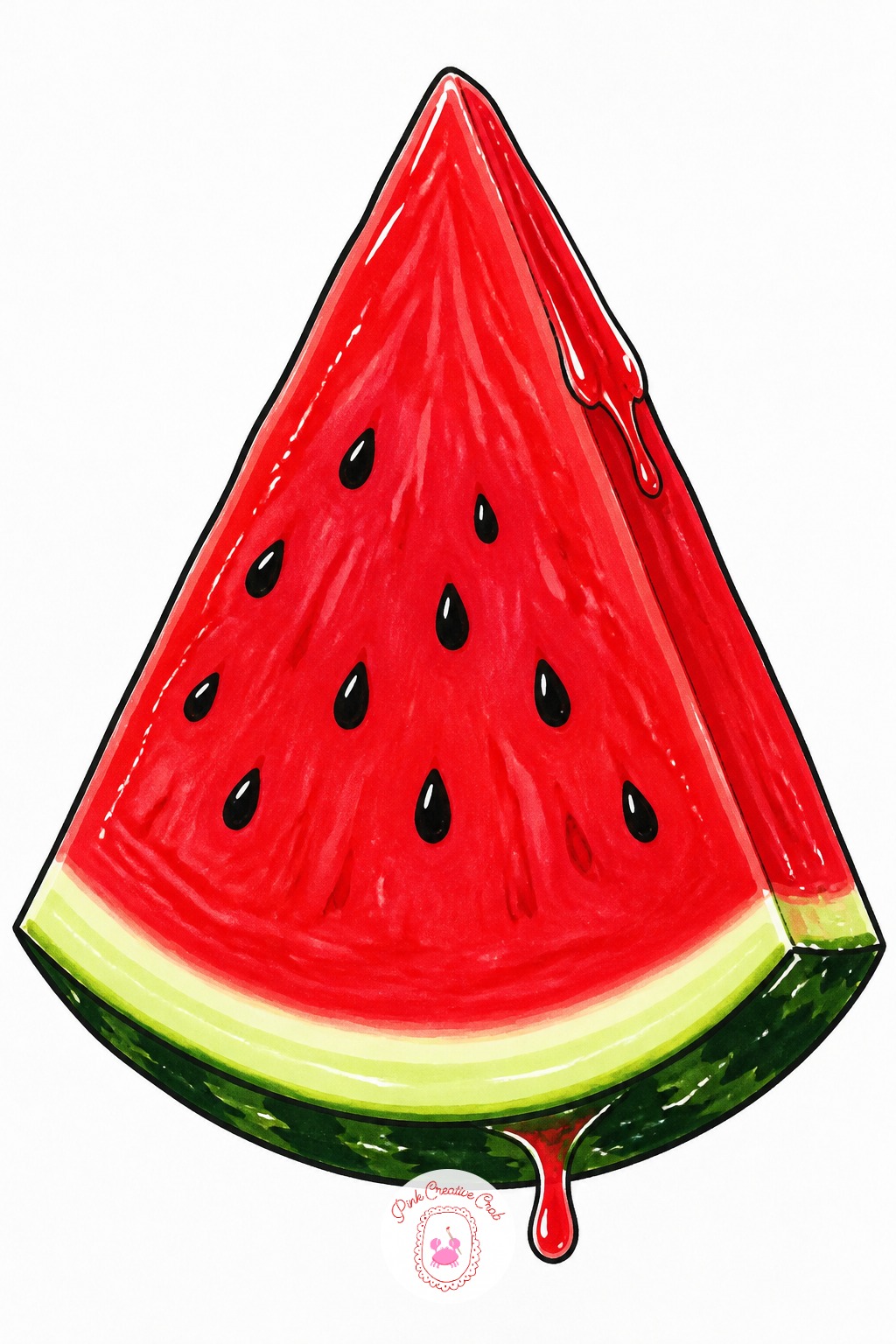 Sliced Watermelon Wedge — Once a single watermelon wedge with its red flesh and green rind works, change the slice angle next time rather than the fruit