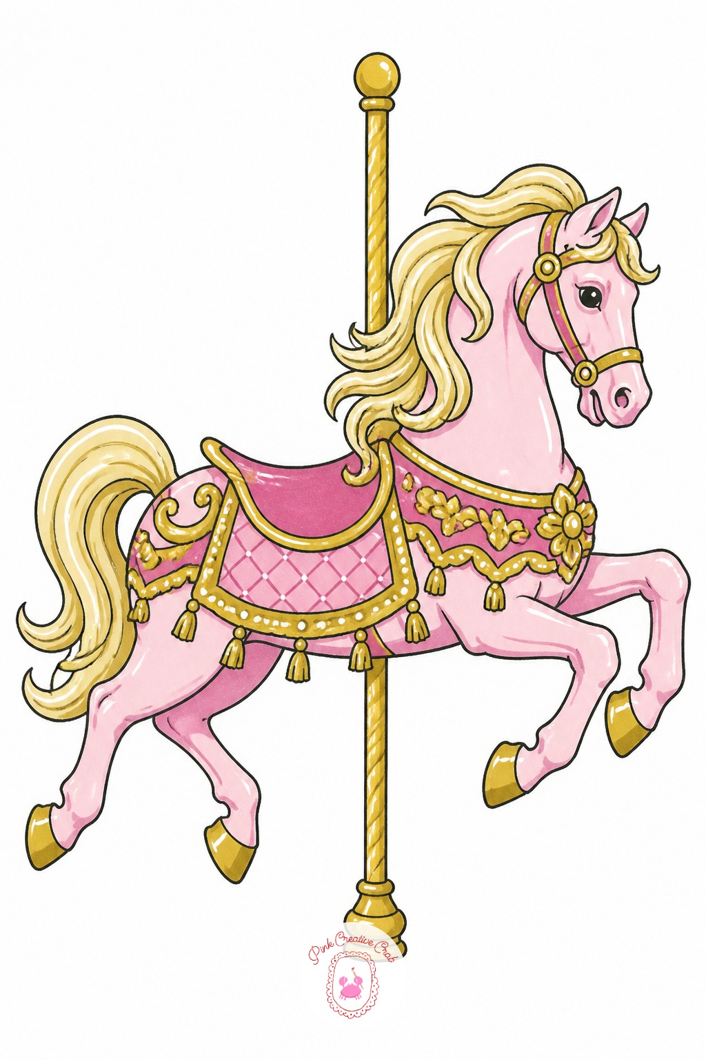 Carousel Horse — Measure the horse's head against its leg length before adding the ornate saddle, since a carousel horse's charm comes from the head sitting