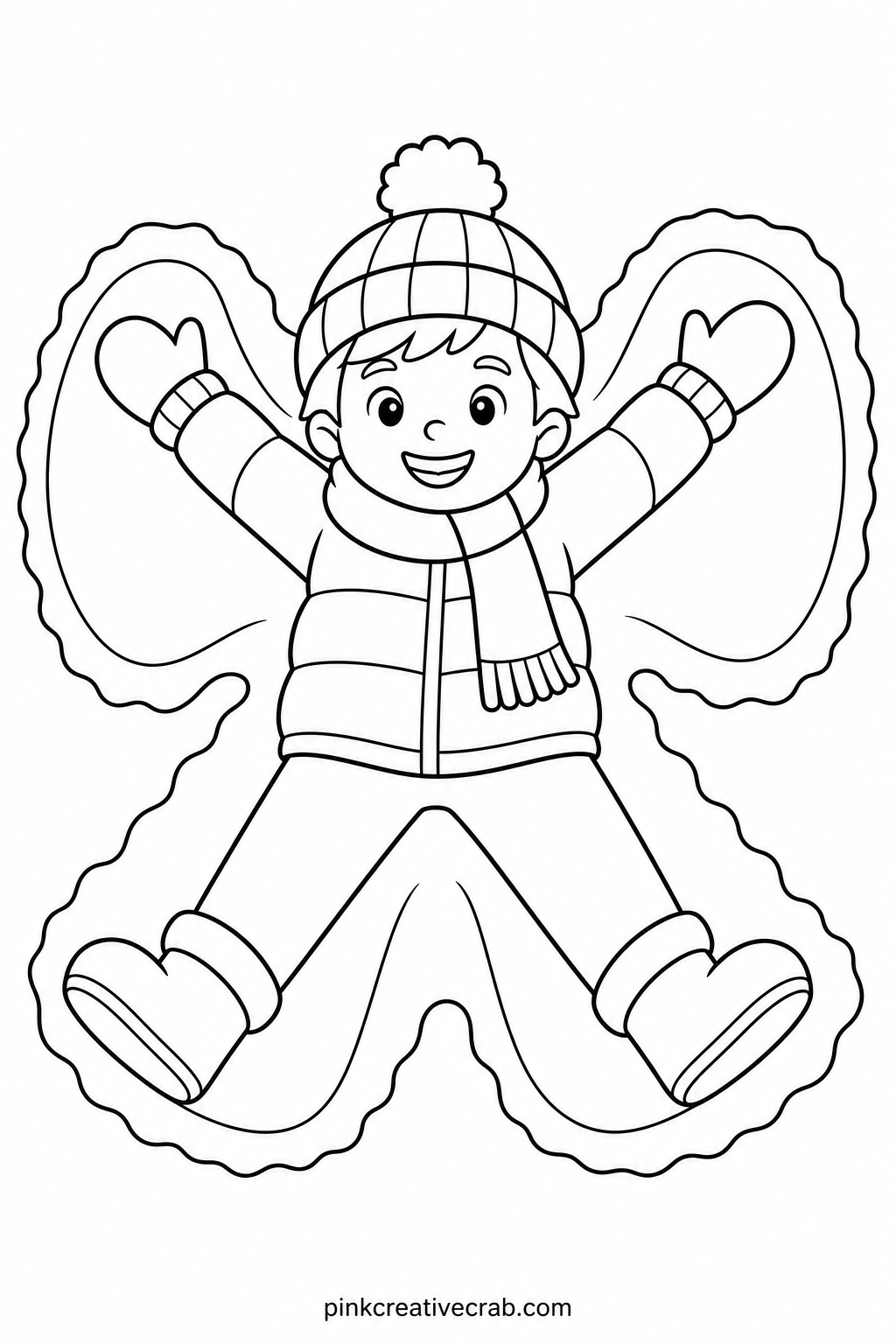 Snow Angel printable page — Suits younger children best, since the snow angel shape is large and open with hardly any small details to stay inside. Winter