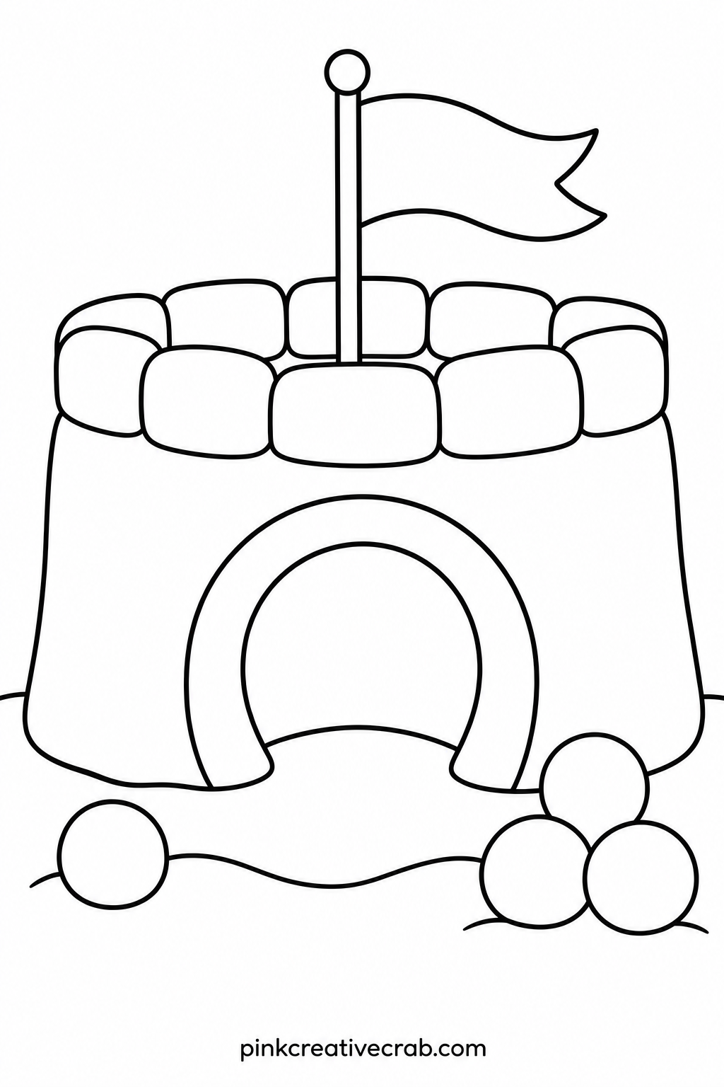 Snow Fort With Flag printable page — Glue this page onto a paper towel tube once it is colored, and the snow fort wraps into a small freestanding scene for a