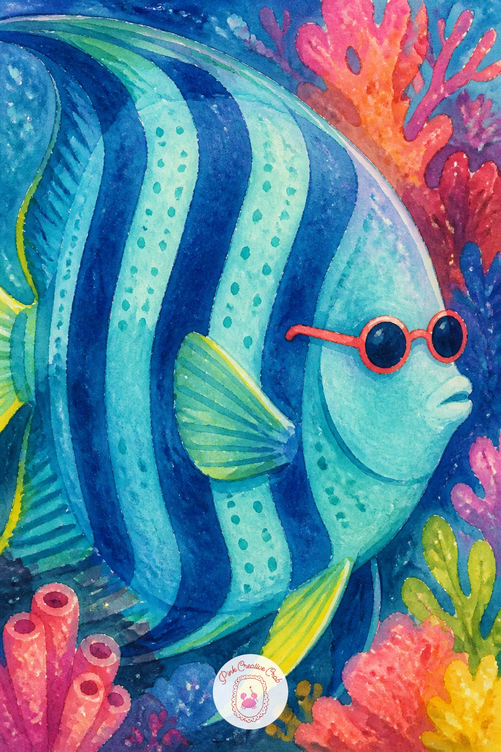 Angelfish Wearing Tiny Sunglasses — Once the first angelfish works, change the fin shape next time: try trailing ribbon-like fins instead of short triangular