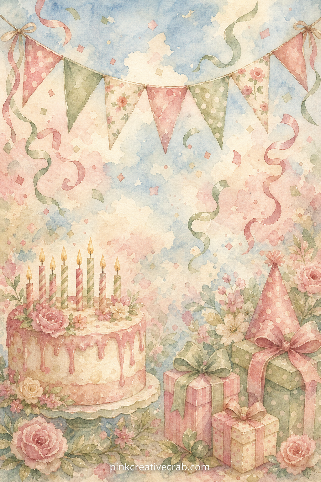 Party Banner Across The Page printable page — String a paper banner across the top third of this page and let the letters spell out the birthday person's name