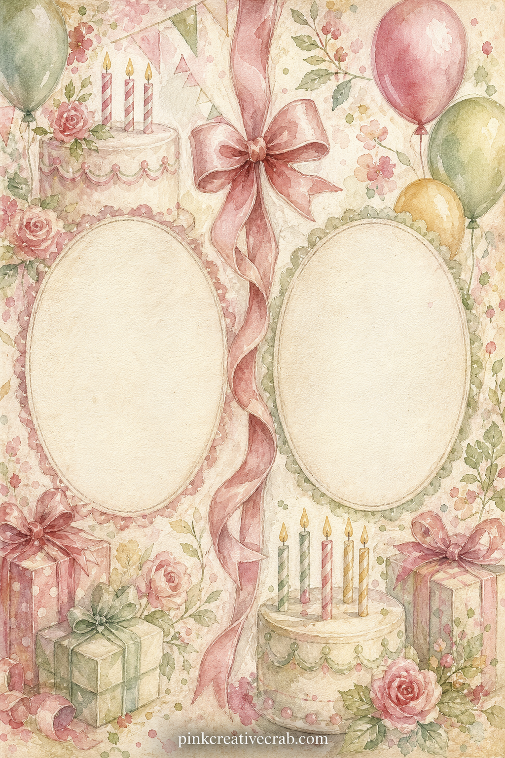 Then And Now Spread printable page — Split this page down the middle with a painted ribbon divider and label one side then and one side now before gluing in