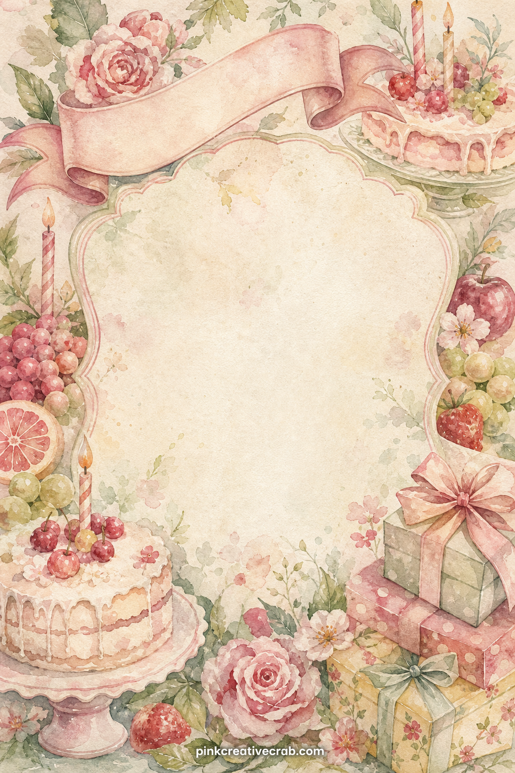 Birthday Dinner Menu Card printable page — Write the requested birthday dinner menu here, the way you might see it in easy watercolor food ideas , with the