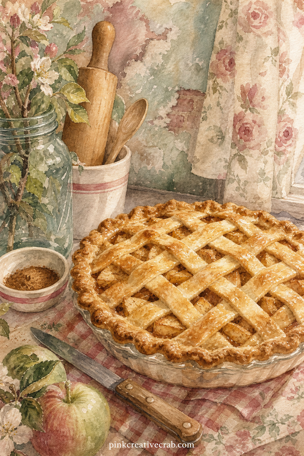 Grandmas Apple Pie Page printable page — Center this page on a tea-stained recipe card tucked beside the pie, the handwriting slightly faded the way an old