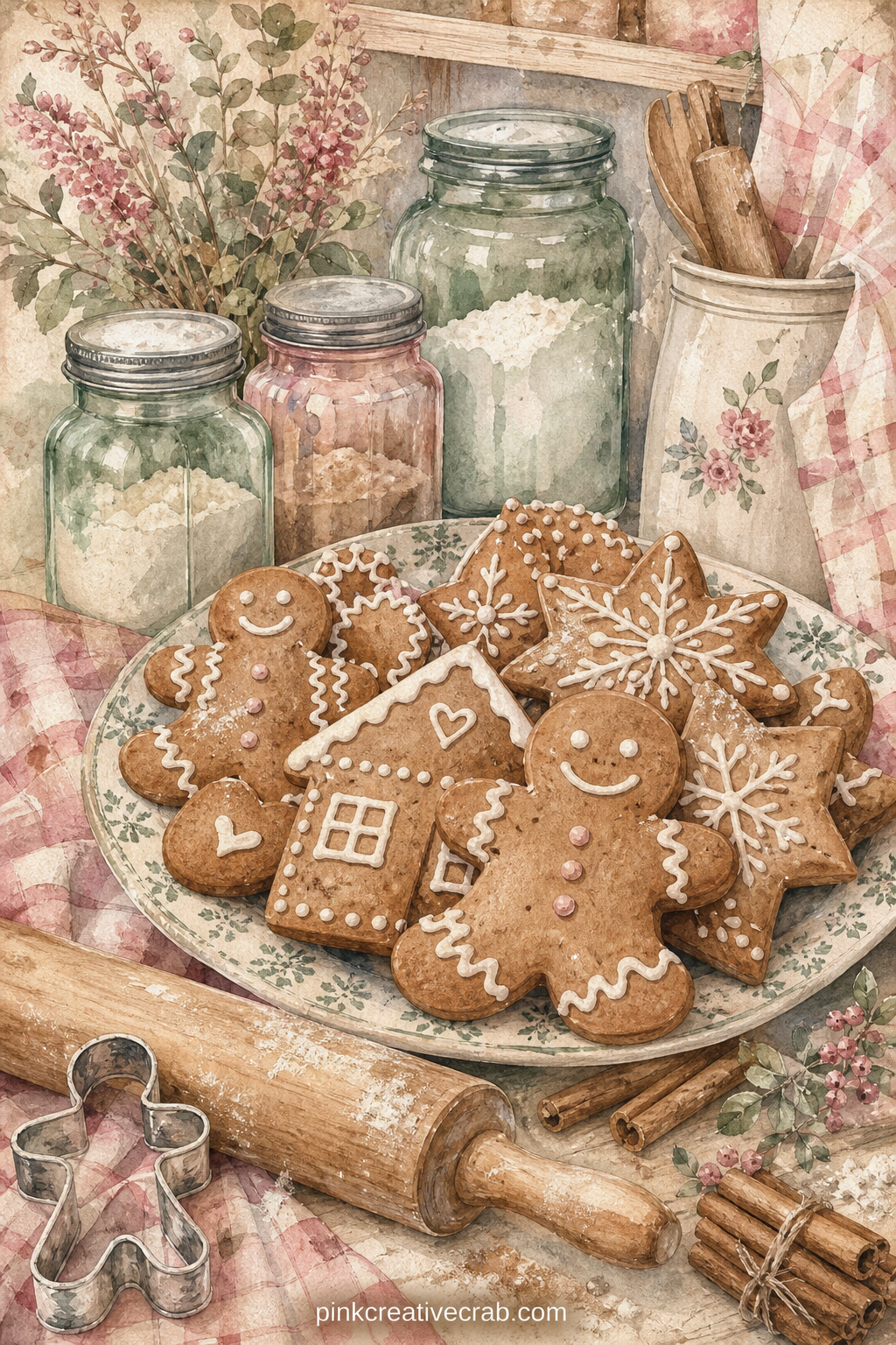 Gingerbread Cookie Page printable page — Cut a small window flap over the cookies so a real photo of a family baking day can peek through when the flap lifts.