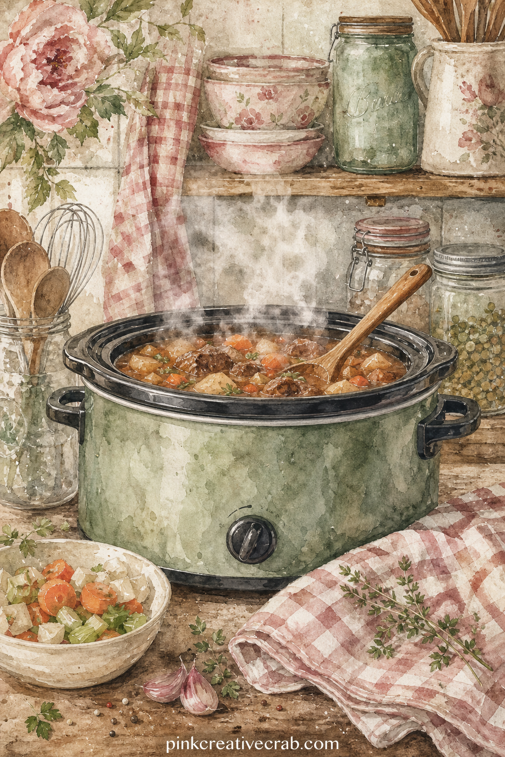 Sunday Stew in the Slow Cooker Page printable page — The five minute version of this page skips the full painted stew and keeps only the slow cooker itself