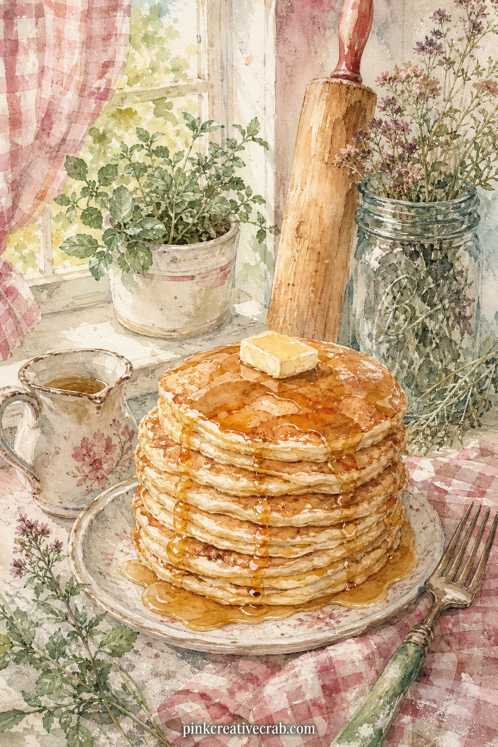 Pancake Stack Morning Page printable page — Tear the right edge of this page unevenly by hand before gluing it in, so it looks like a page pulled quickly from