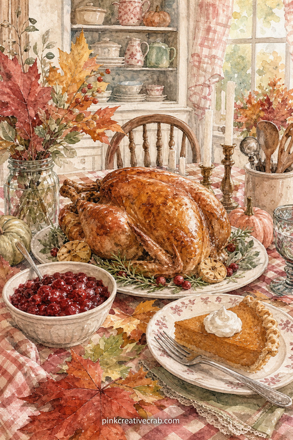 Thanksgiving Table Spread Page printable page — Fold this page in half down the middle so it opens like a small booklet, with the table setting on the outside