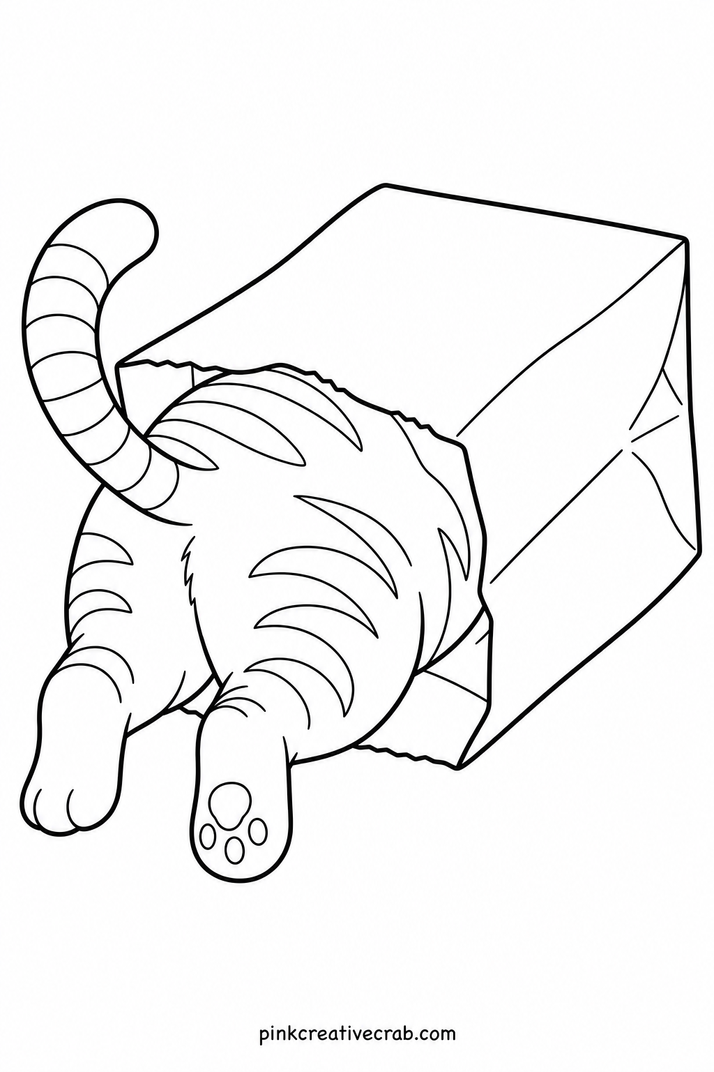 Cat Stuck In A Paper Bag printable page — Start with a fine tip marker on the bag's folded edges, since straight lines read cleaner with a marker than a