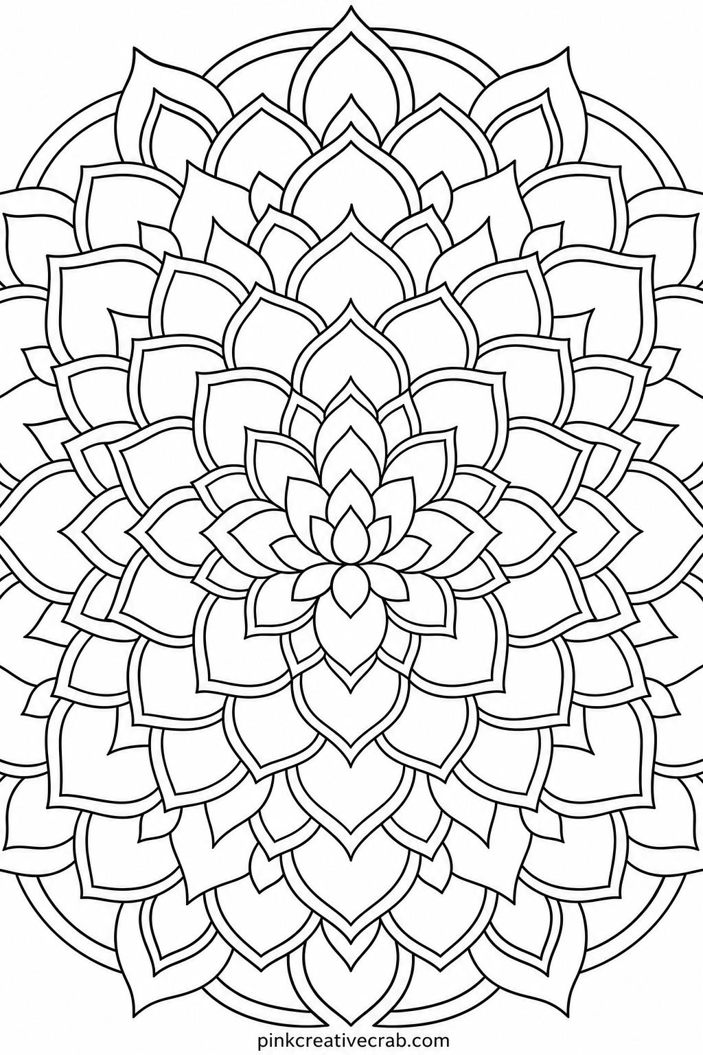 Lotus Bloom Mandala printable page — Suits a colorer who already loves floral work and wants the pattern to feel like it grew out of a single flower rather