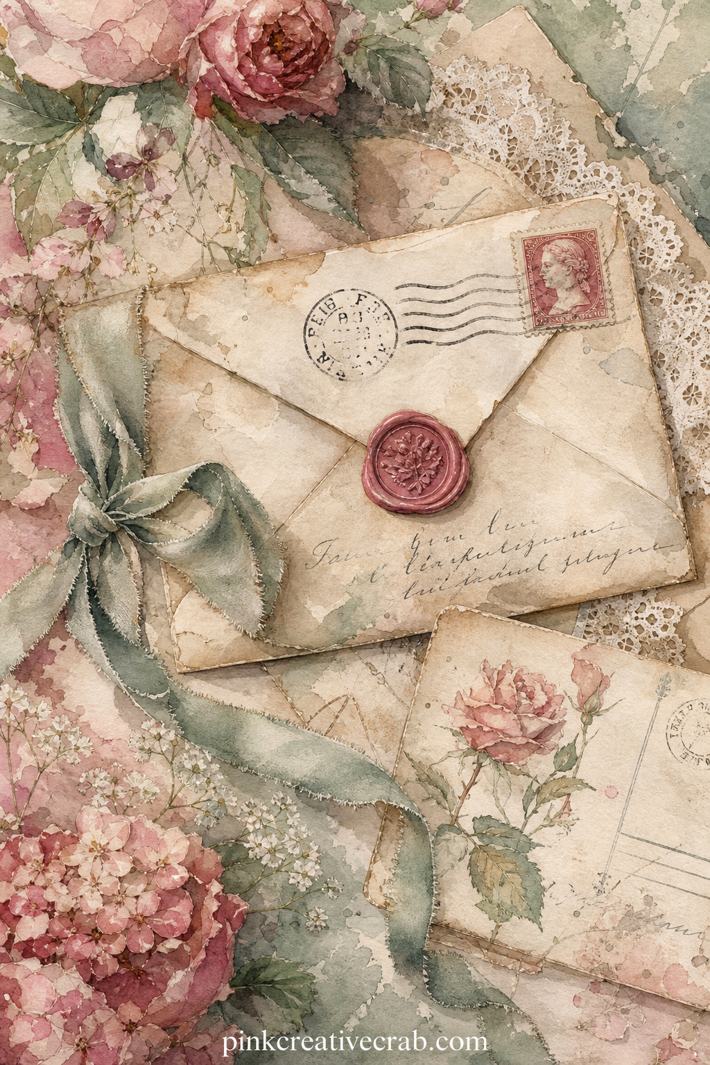 Postmarked Envelope Page printable page — Glue a real stamp or a photocopy of one into the corner here, then slide a short note or a ticket stub behind the